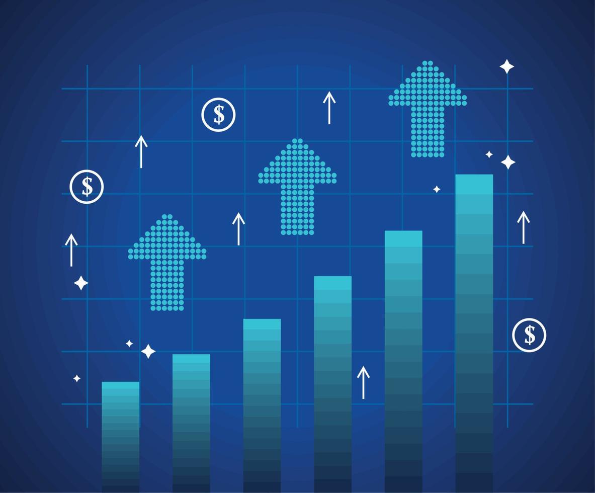 infografía de ganancias con flechas vector