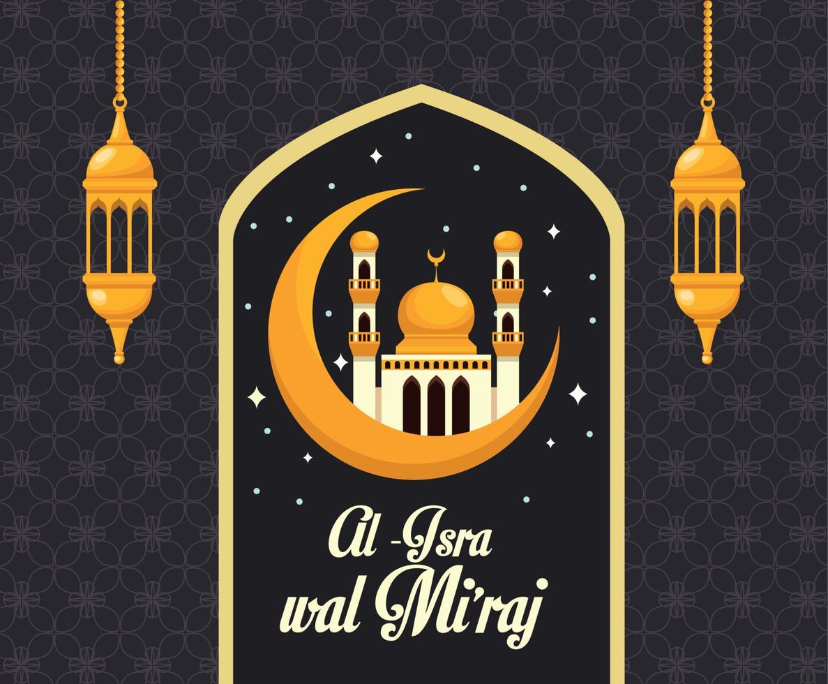 isra miraj lettering frame vector