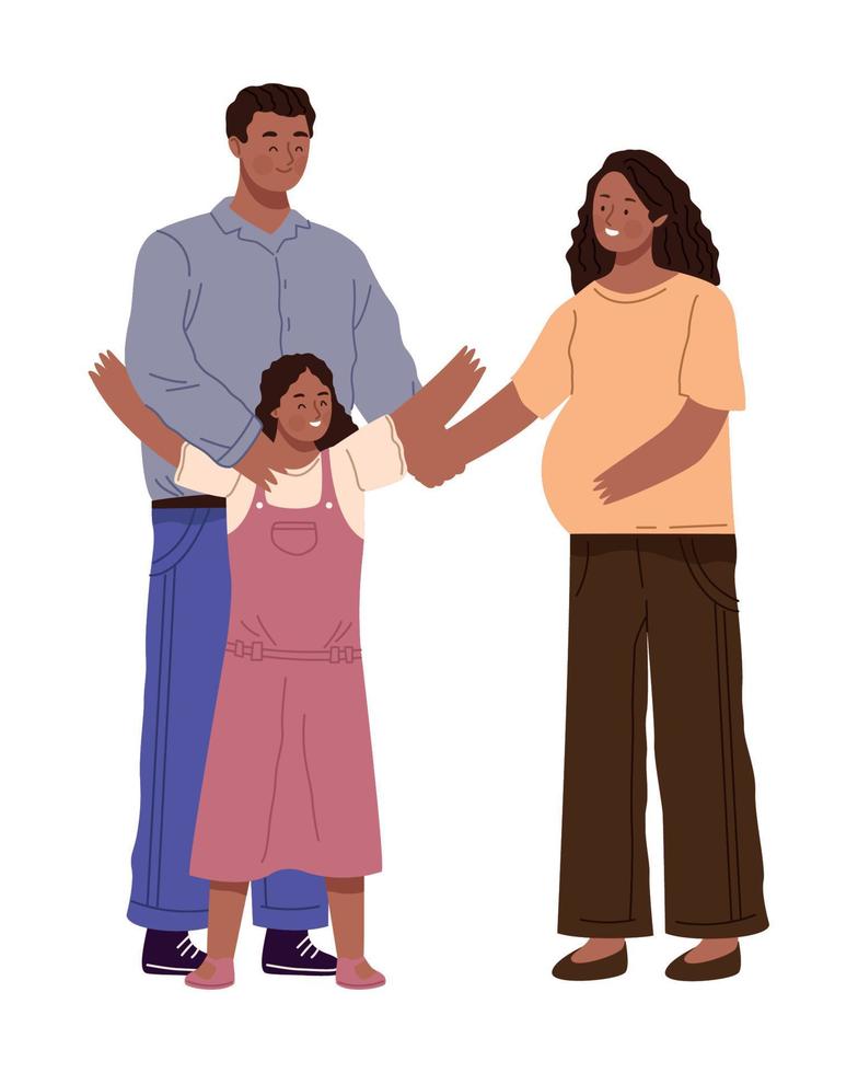afro couple with daughter vector