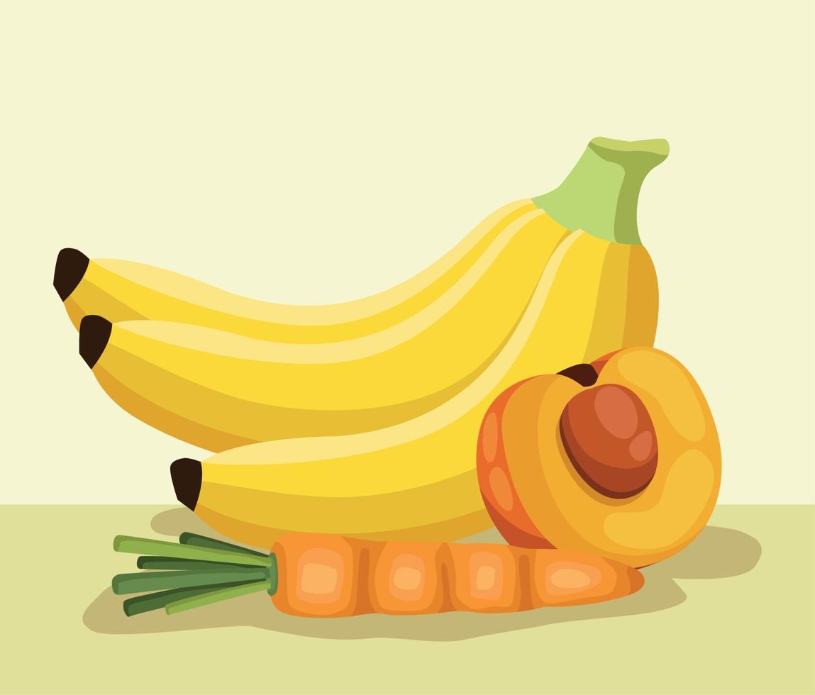 fruits and carrot vector