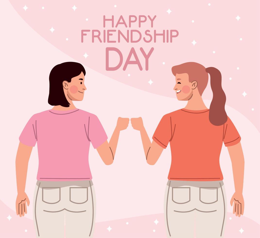 happy friendship day lettering card vector