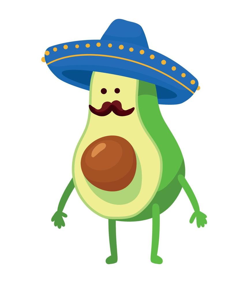 avocado with mariachi hat vector