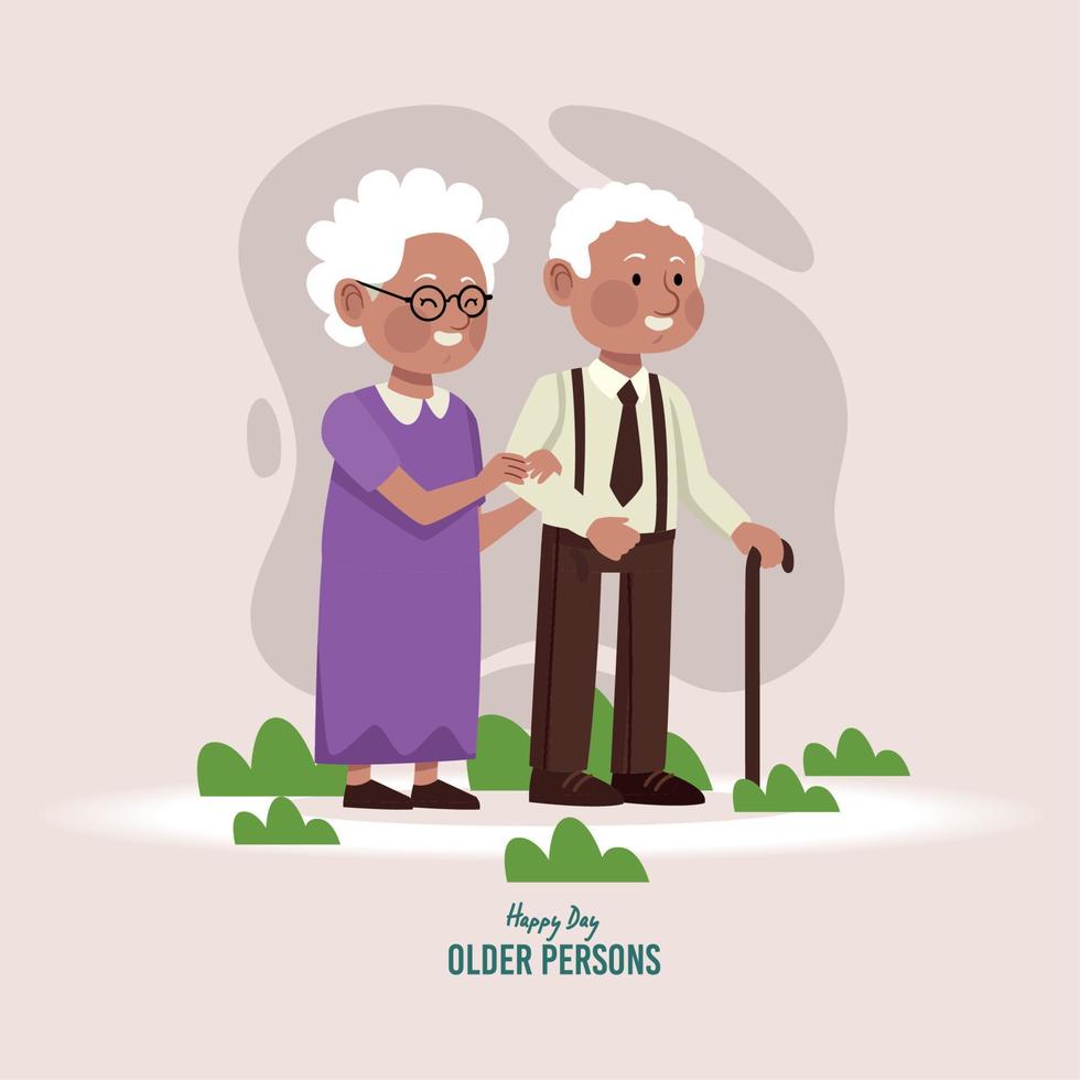 old couple walking vector