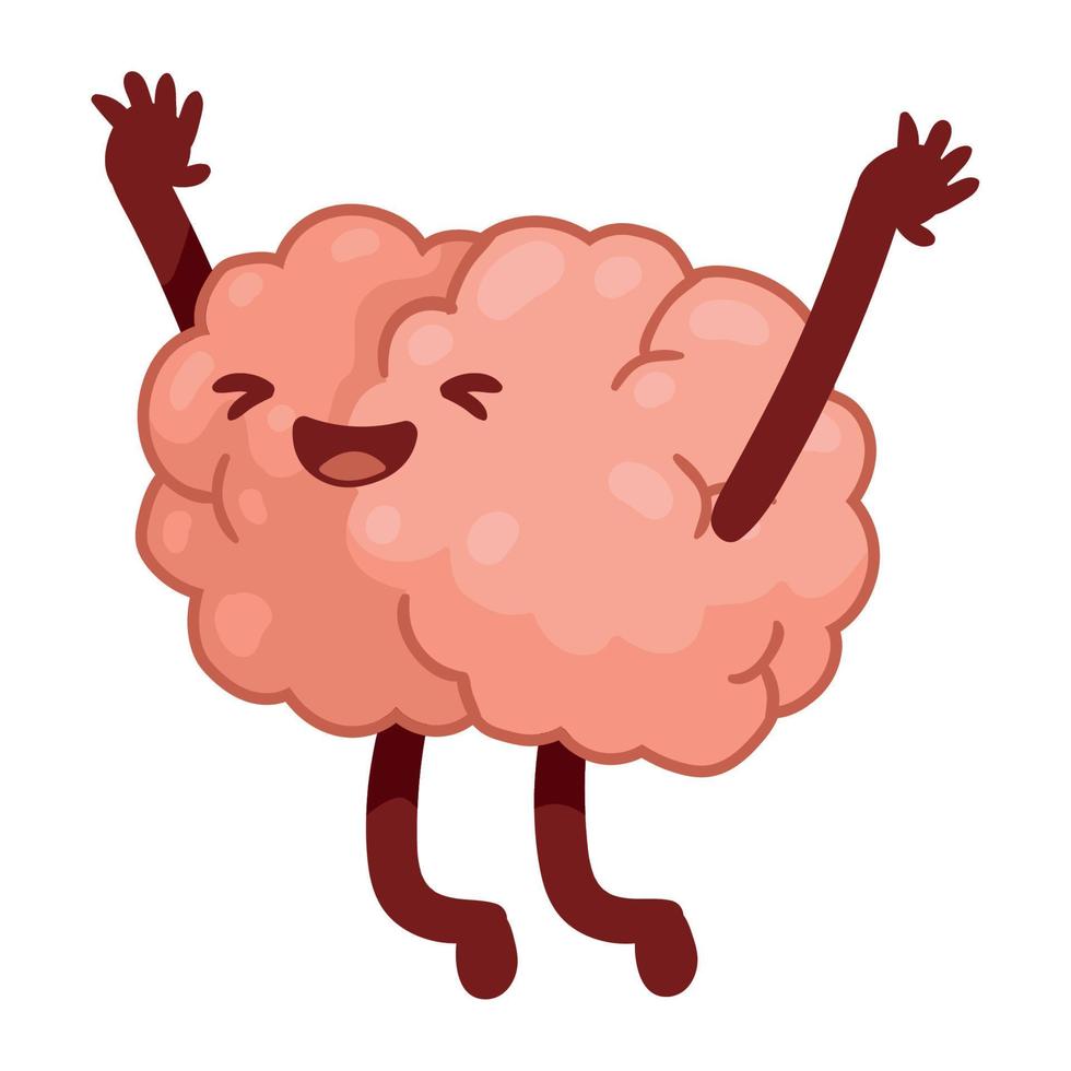 brain celebrating comic character vector