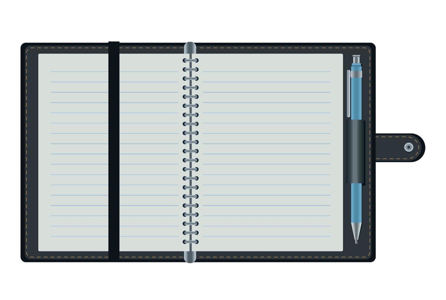 notebook with pen mockup vector