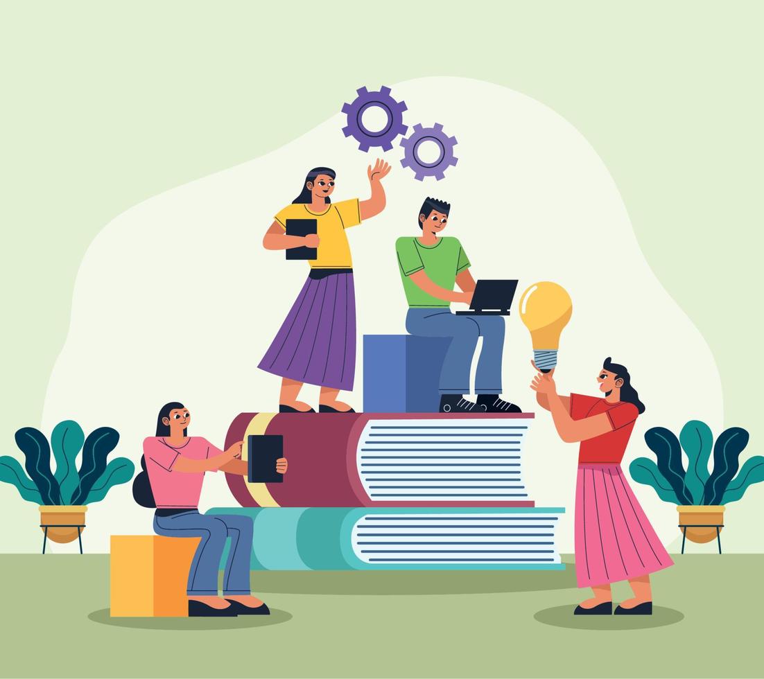 marketing persons in books vector
