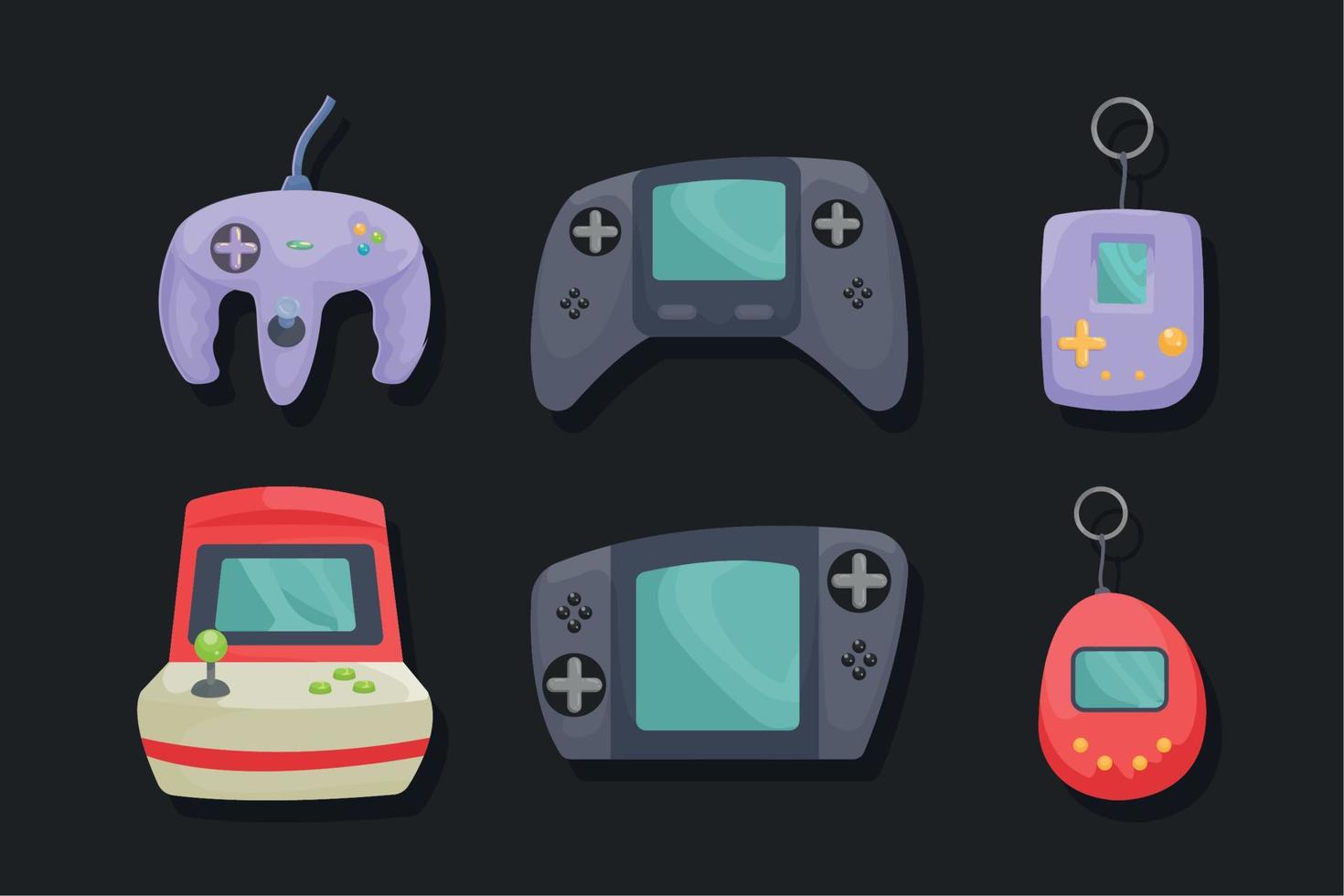 seis iconos de videojuegos vector