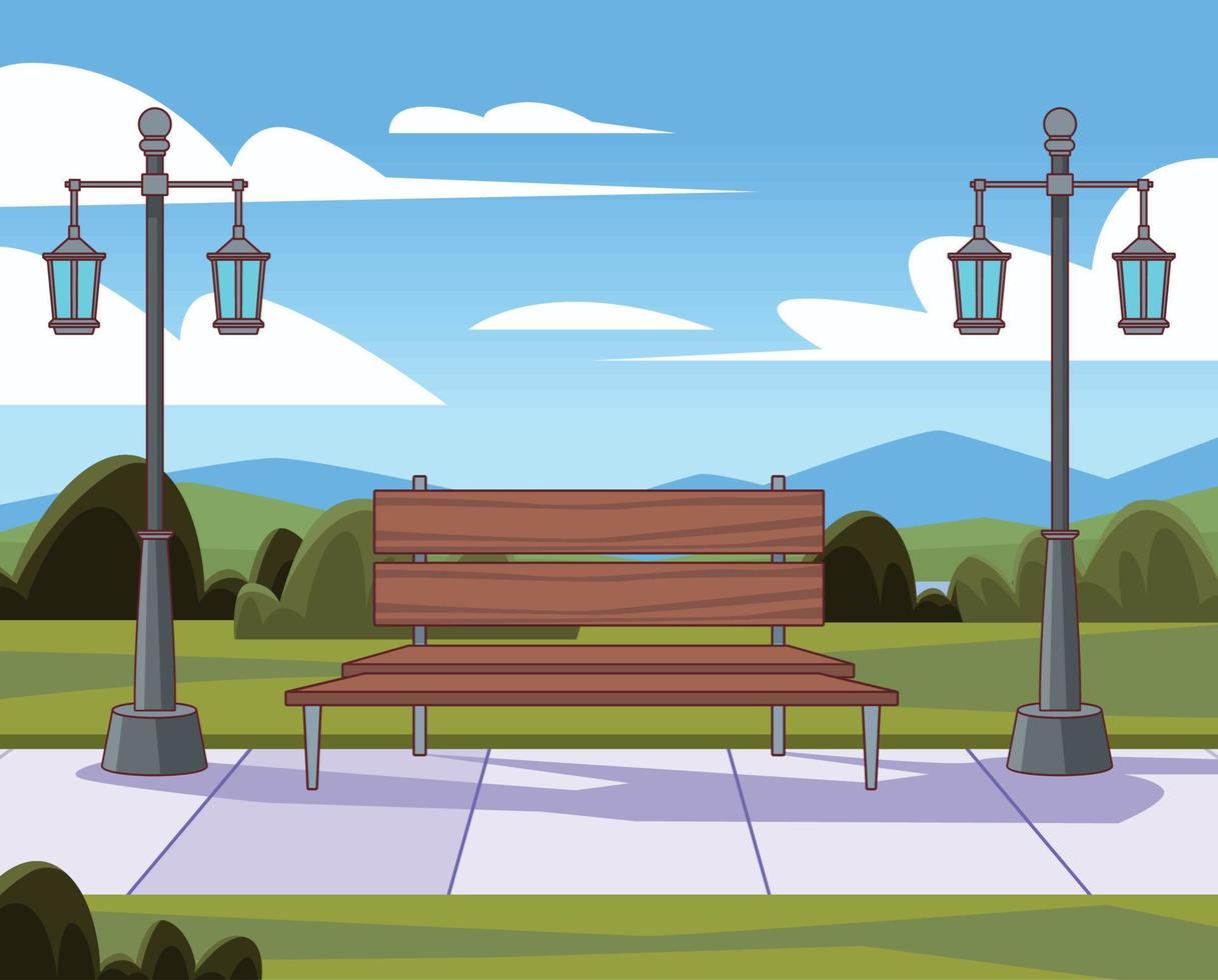 bench chair in park vector