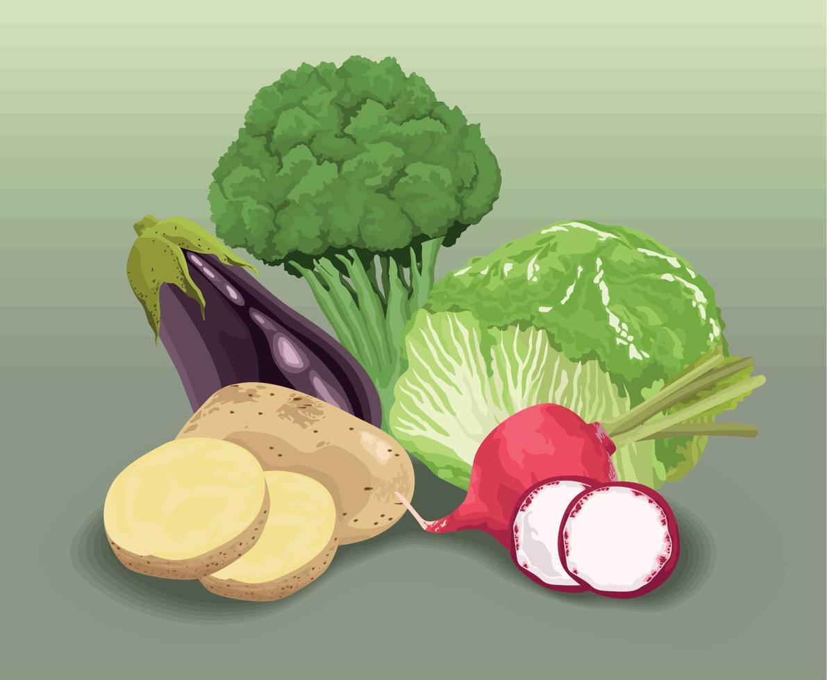 vegetales frescos y saludables vector