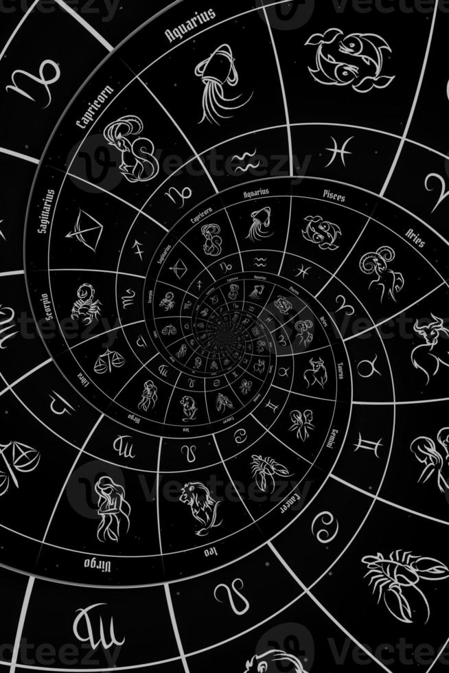 Zodiac Signs Horoscope background. Concept for fantasy and mystery photo