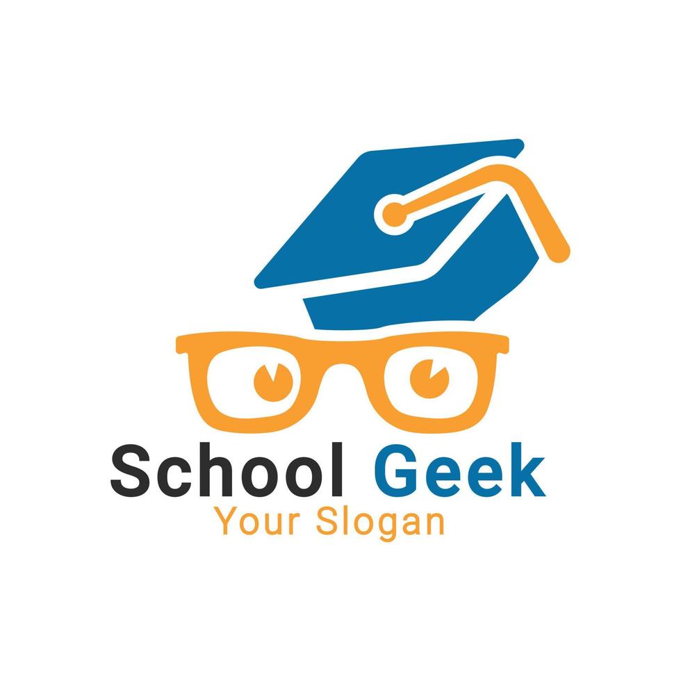 logotipo de geek de la escuela, logotipo de geek social, plantilla de logotipo de geek vector