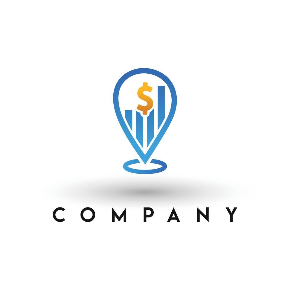 logotipo comercial y financiero, logotipo de ubicación financiera, logotipo de contabilidad, plantilla de logotipo de ubicación vector
