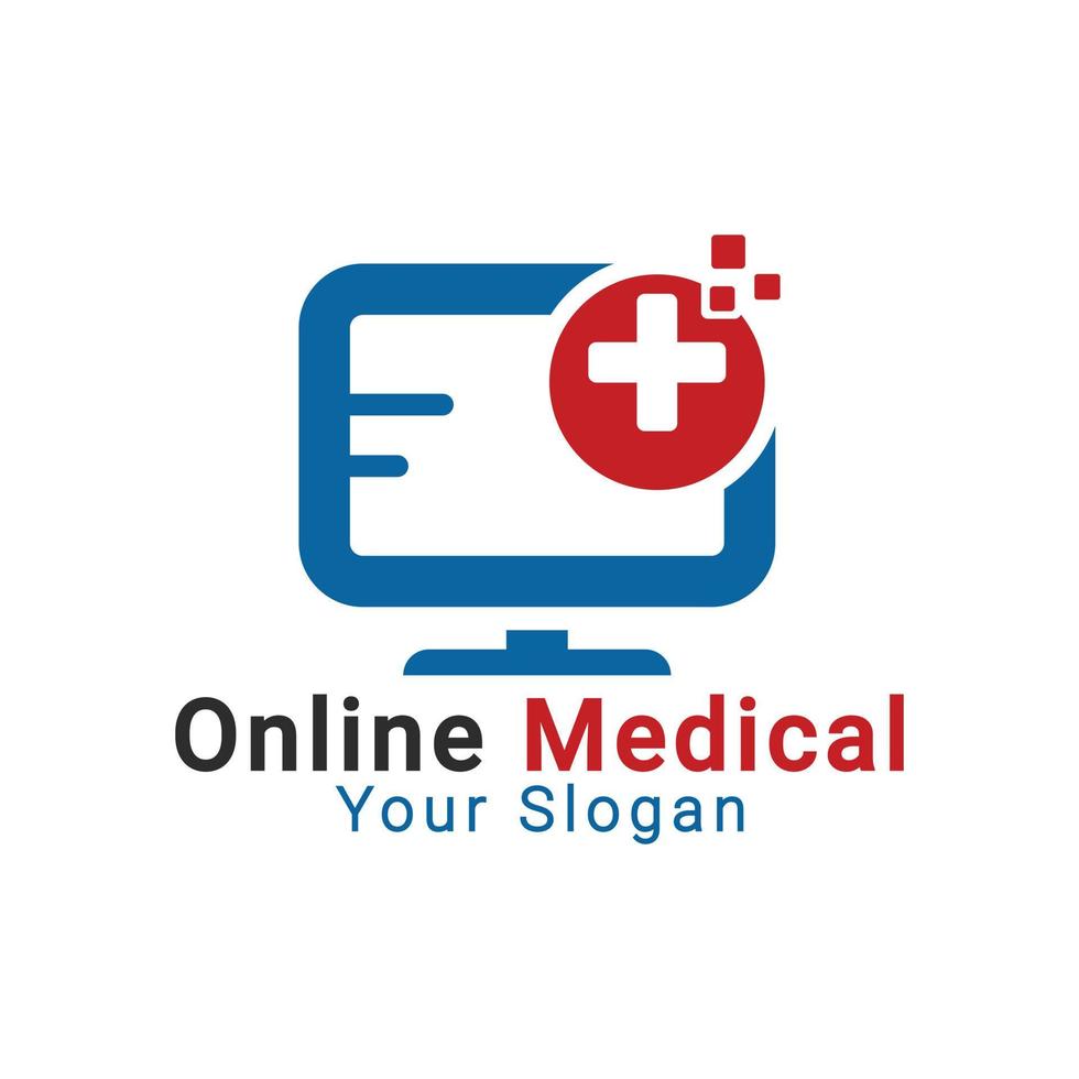 logotipo médico en línea, logotipo de atención médica, plantilla de logotipo de consultoría médica vector