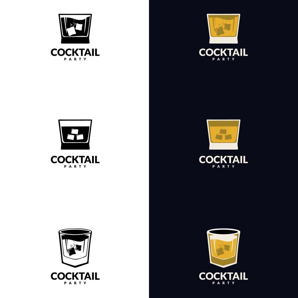Whiskey glass logo. Creative trendy design element for pub advertising, prints, posters. Vector vintage illustration