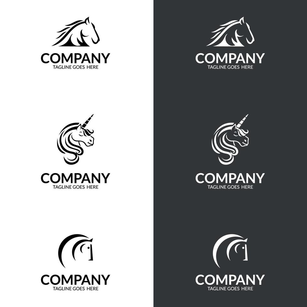 caballo elegante logotipo símbolo vector. adecuado para el logotipo de la empresa, impresión, digital, icono, aplicaciones y otros fines de material de marketing. conjunto de logotipo de caballo vector