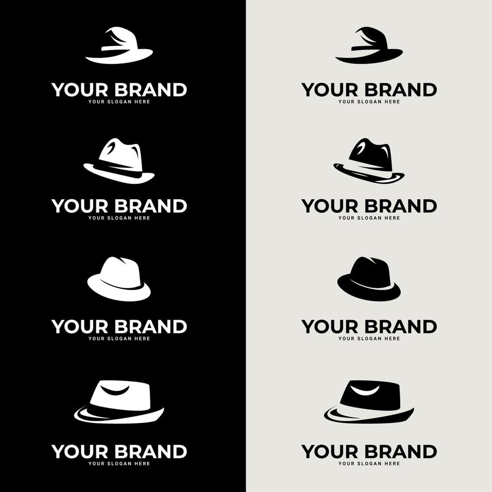 icono del logotipo del sombrero fedora retro. concepto de icono, diseño de logotipo vectorial. adecuado para el logotipo de la empresa, impresión, digital, icono, aplicaciones y otros fines de material de marketing. conjunto de logotipo de sombrero vector