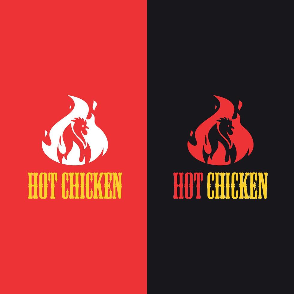 diseño de logotipo de pollo picante caliente, elemento de diseño para afiche, emblema, signo, ilustración vectorial vector