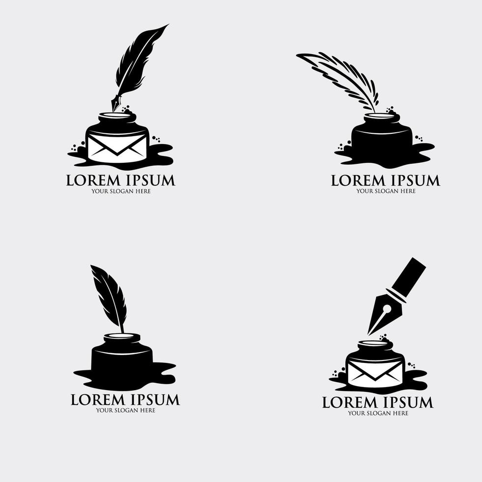 logotipo de pluma para notario, abogado, vector de diseño de icono de logotipo de empresa