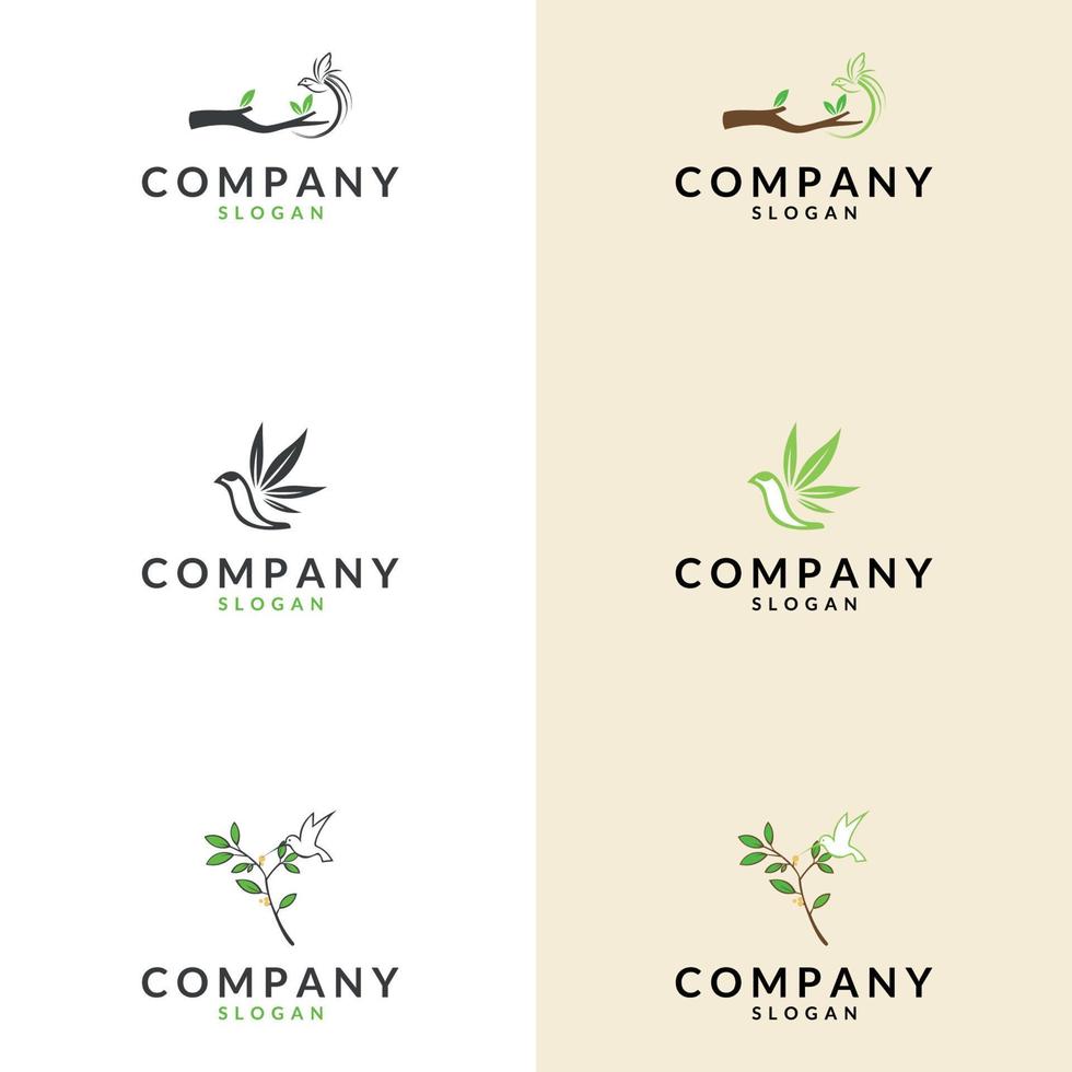 bird leaf logo vector icon template. suitable for company logo, print, digital, icon, apps, and other marketing material purpose. bird logo set