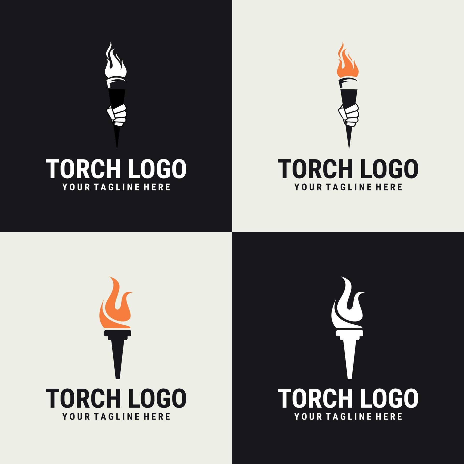 torch fire vector logo design. creative torch design vector