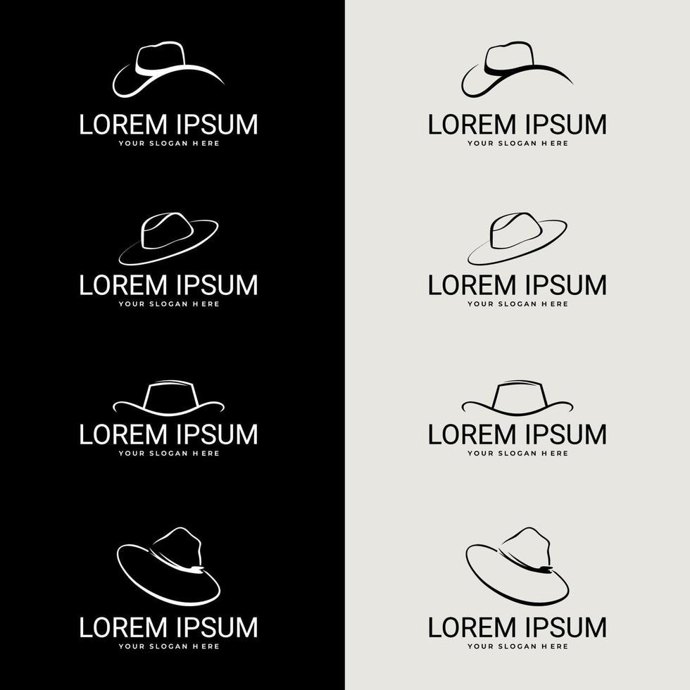 set of Cowboy hat logo icon design vector illustration. Linear vector icon in a flat style.