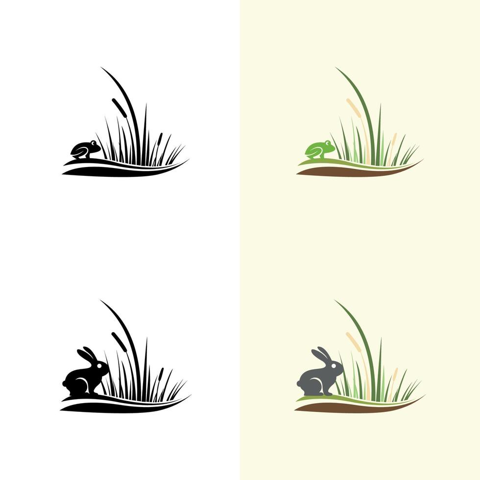 ilustración del logotipo vectorial estilo de silueta de rana. logotipo de conejo vector