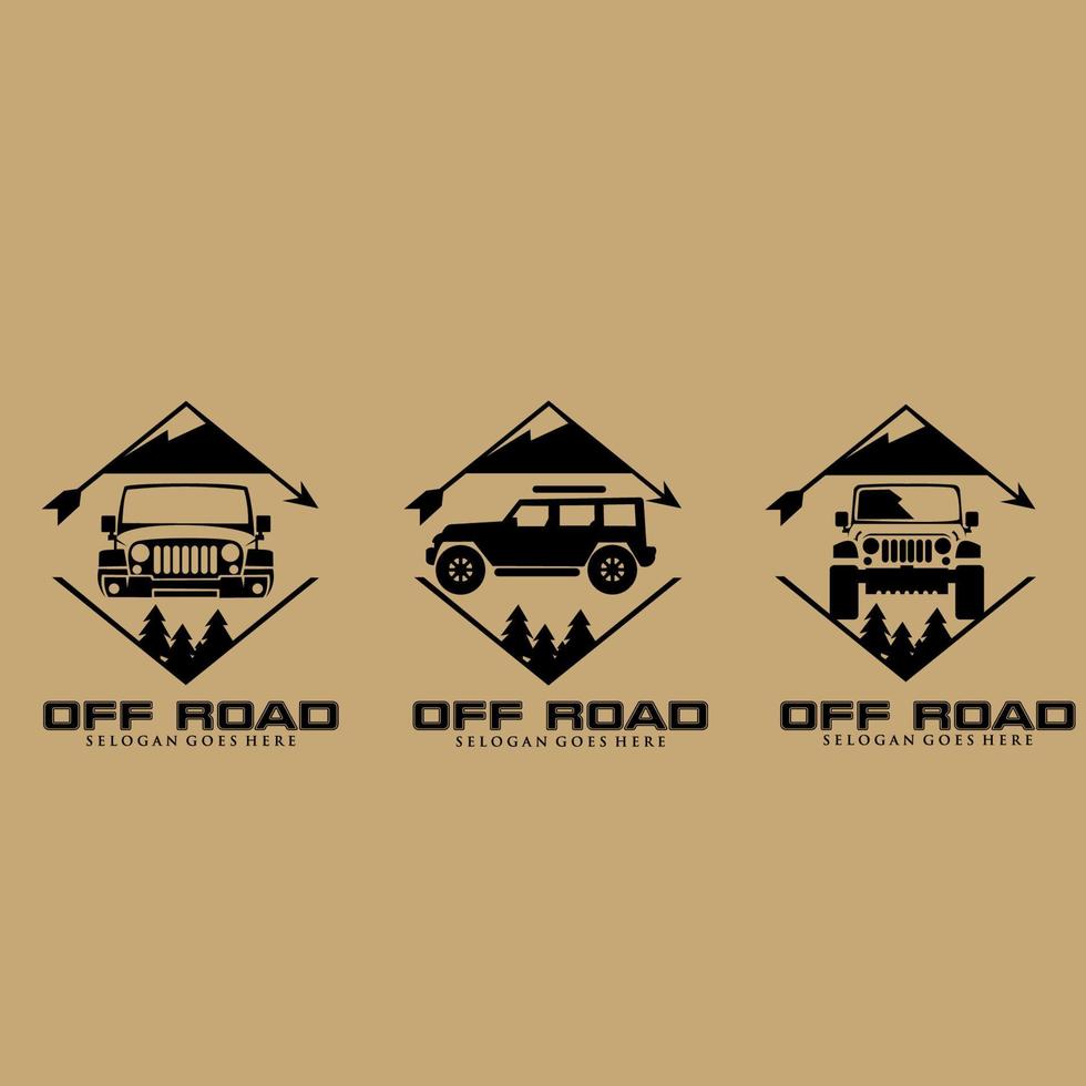 Set of classic off-road suv car emblems. Extreme race. vector