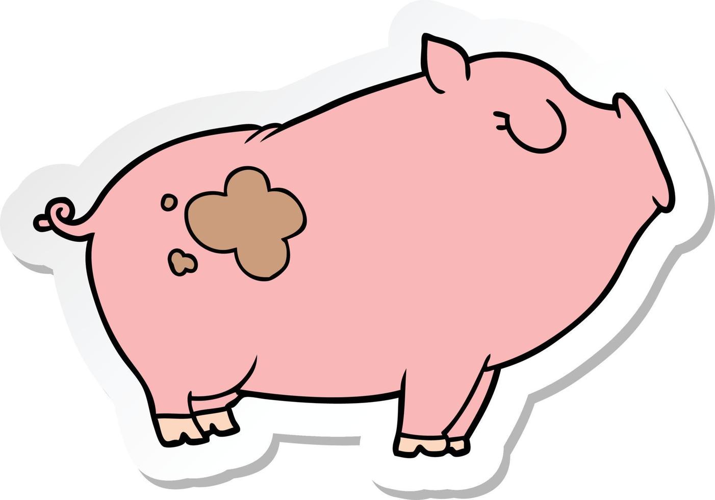 sticker of a cartoon pig vector