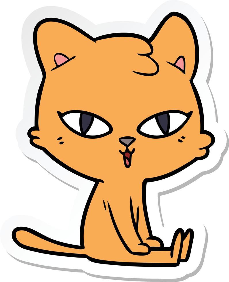 sticker of a cartoon cat vector