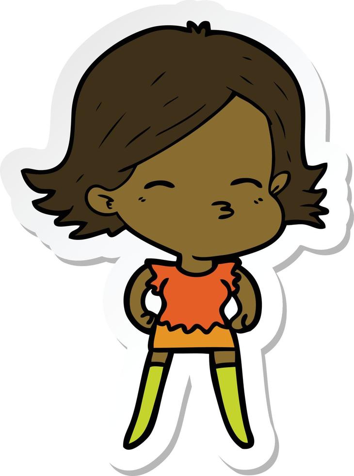 sticker of a cartoon woman vector