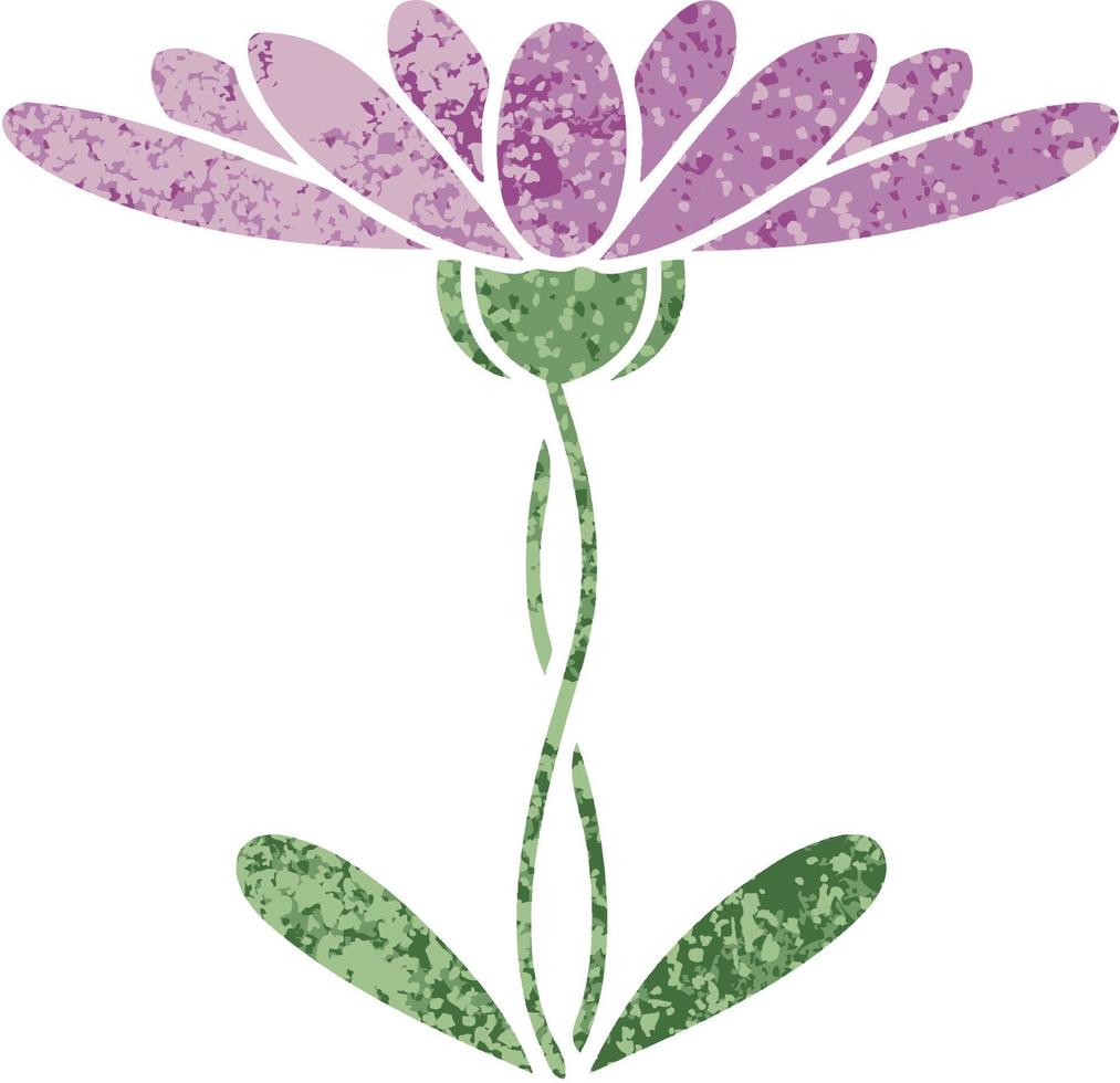 retro illustration style cartoon flower vector