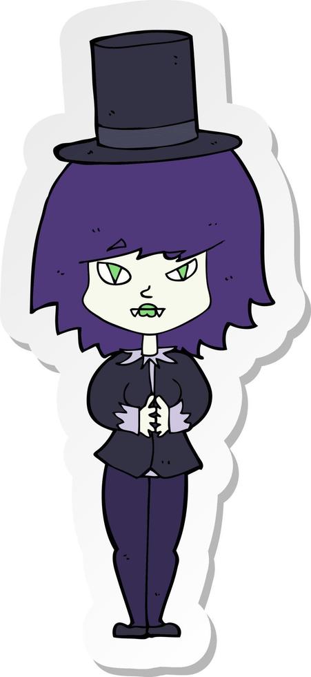 sticker of a cartoon halloween vampire girl vector