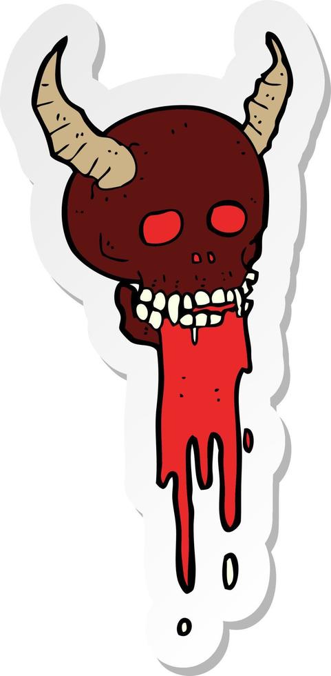 sticker of a cartoon spooky halloween skull vector