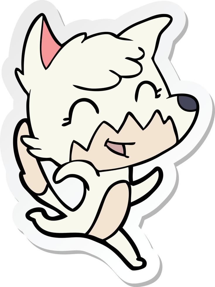 sticker of a happy cartoon fox vector