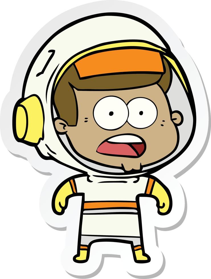 sticker of a cartoon surprised astronaut vector