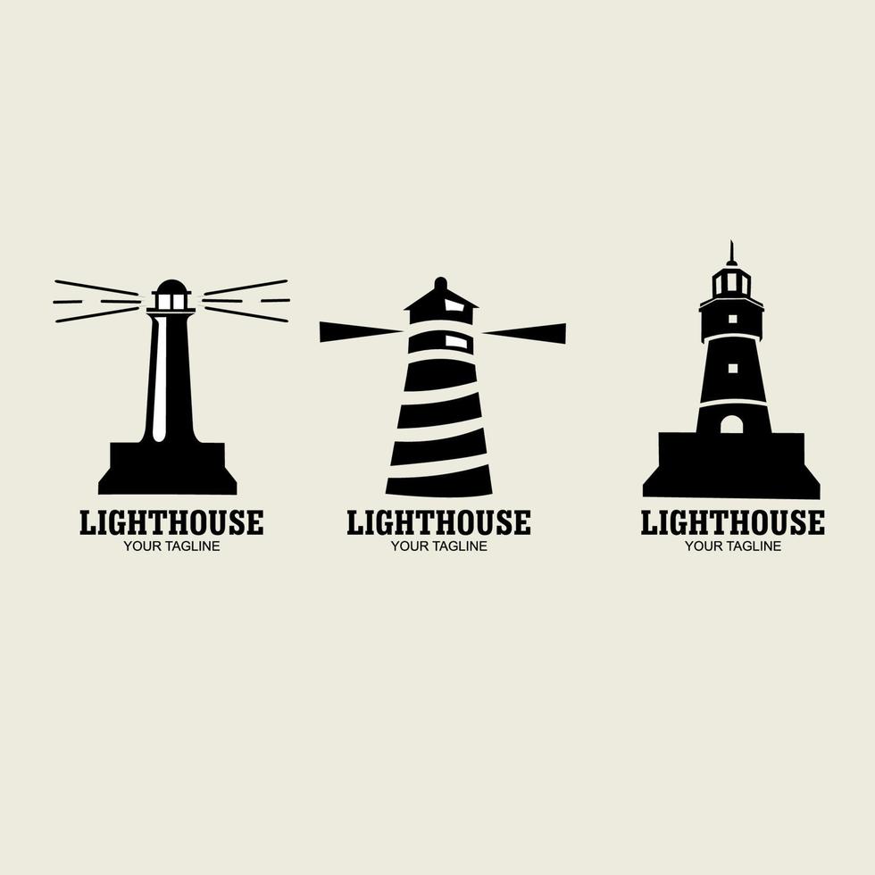 lighthouse logo illustration. suitable for company logo, print, digital, icon, apps, and other marketing material purpose. lighthouse logo set vector