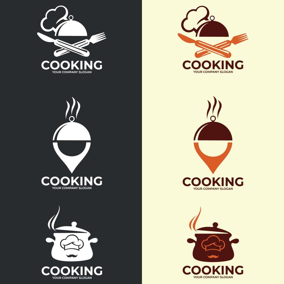 logotipo de cocina. icono o símbolo para el restaurante de menú de diseño. plantilla de logotipo gráfico para el curso de cocina. ilustración vectorial vector