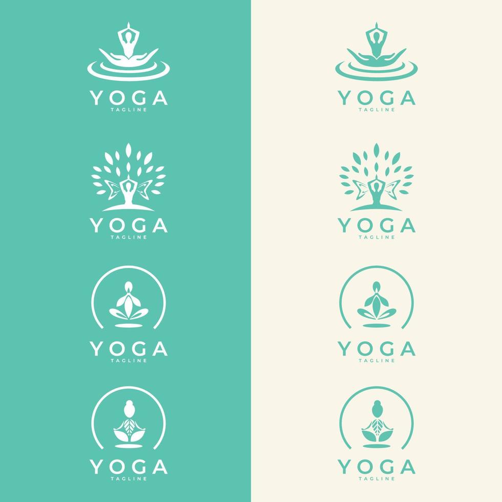 conjunto de iconos y símbolos para centro de spa o estudio de yoga. símbolo de meditación. signo de equilibrio de armonía zen. ilustración vectorial vector