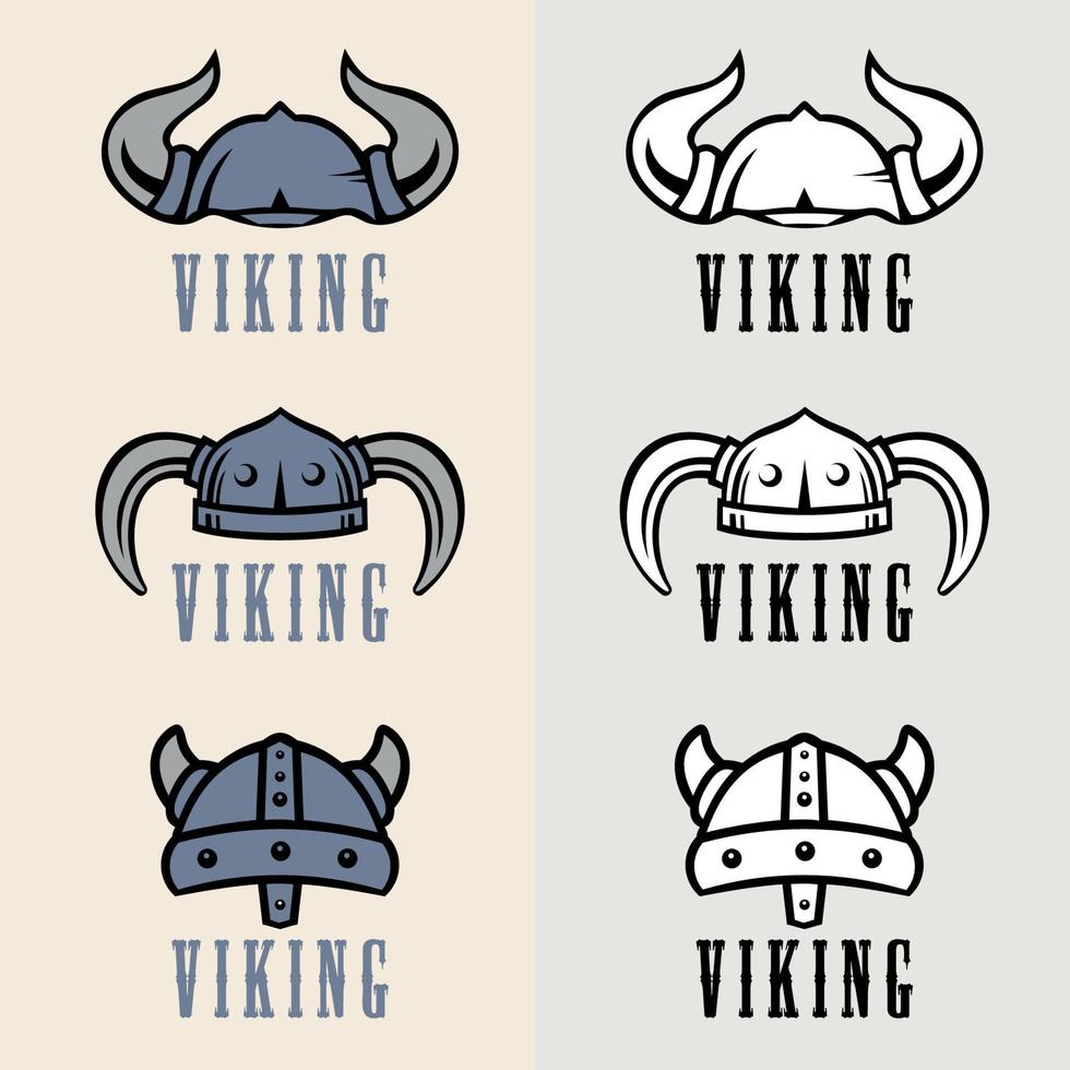 Helmet Viking Logo Template. Viking character head helmet an icon logo design inspiration. Helmet Viking logo set. vector