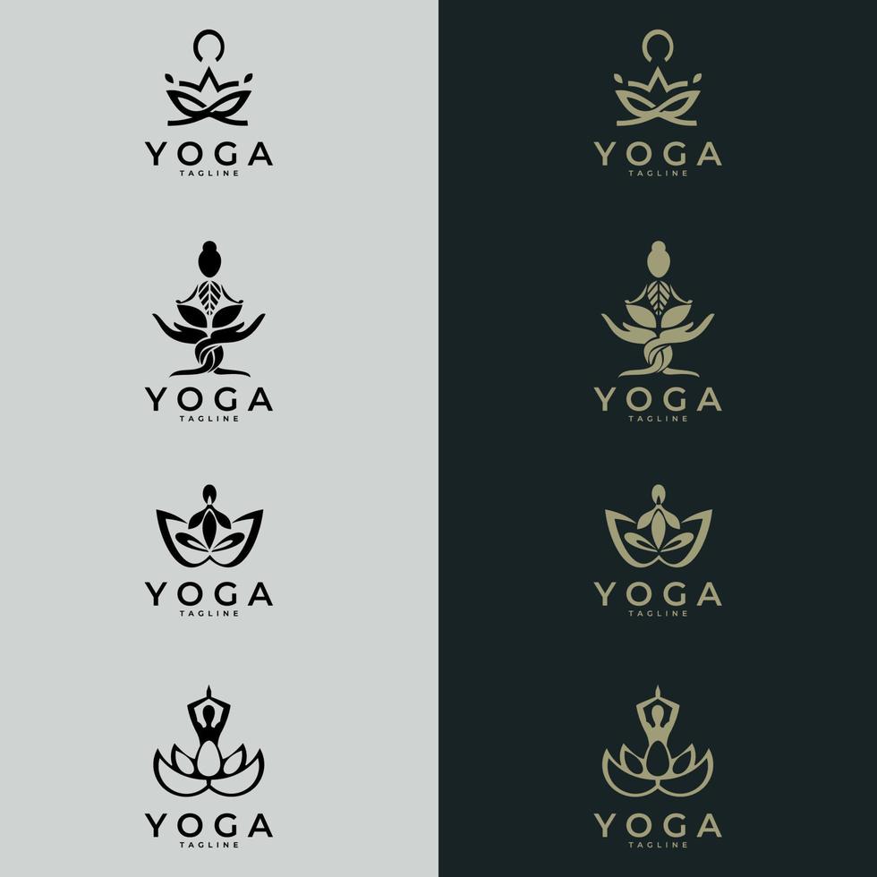 conjunto de iconos y símbolos para centro de spa o estudio de yoga. símbolo de meditación. signo de equilibrio de armonía zen. ilustración vectorial vector