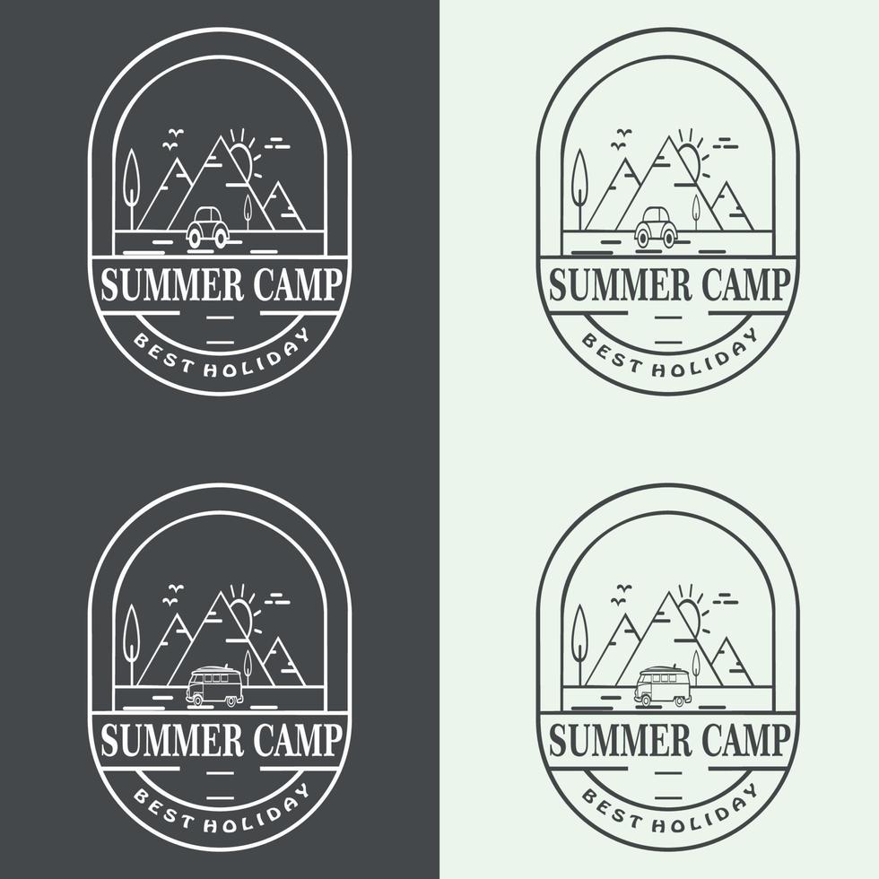 Retro summer camp badge logo graphic emblem design. suitable for company logo, print, digital, icon, apps, and other marketing material purpose. summer camp logo set vector