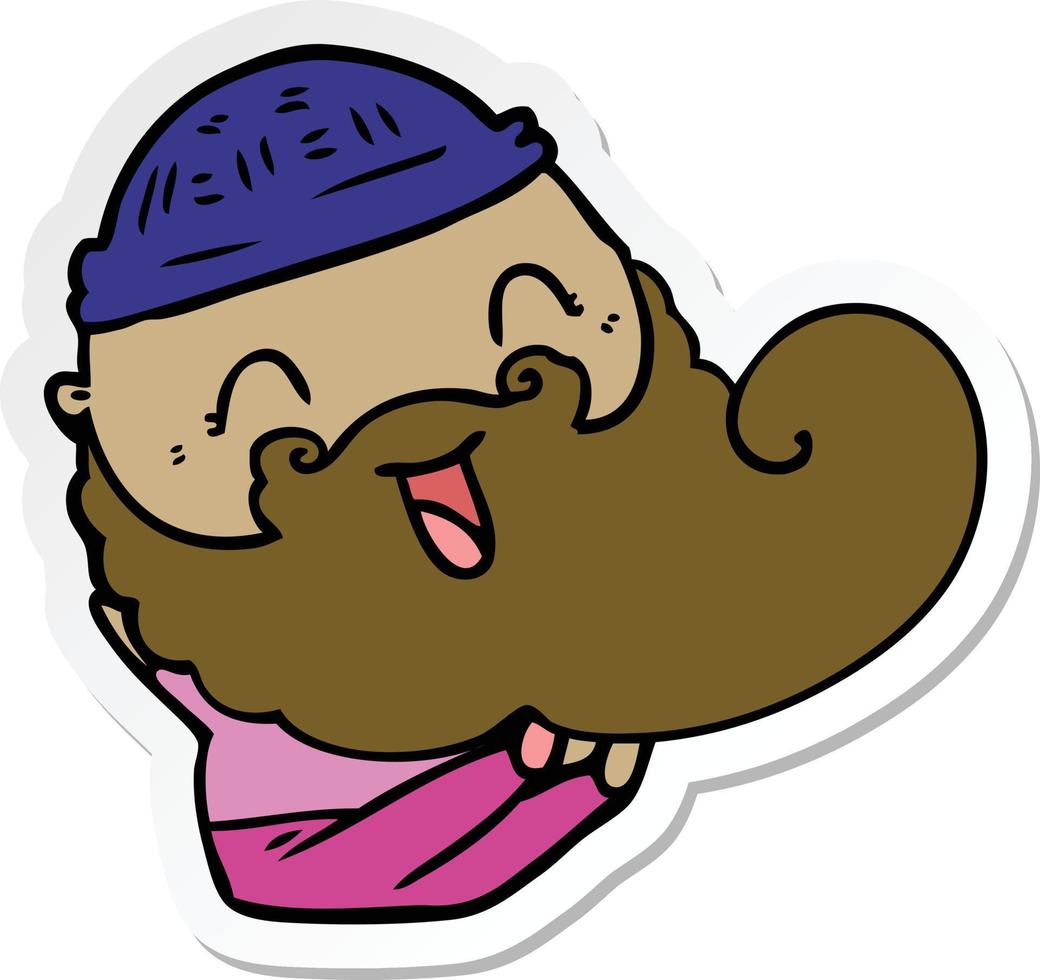 sticker of a happy bearded man vector