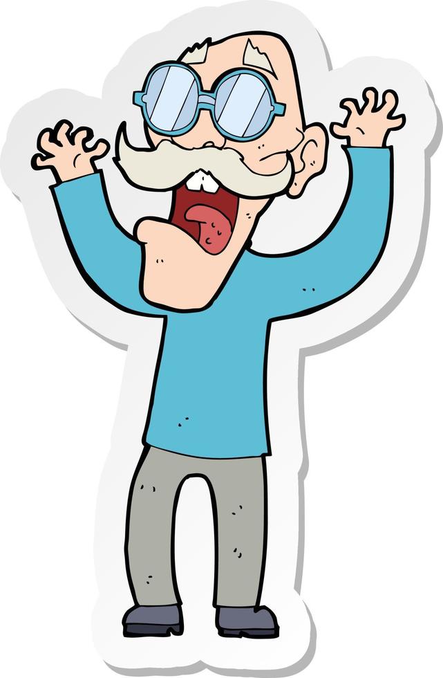 sticker of a cartoon old man in glasses vector