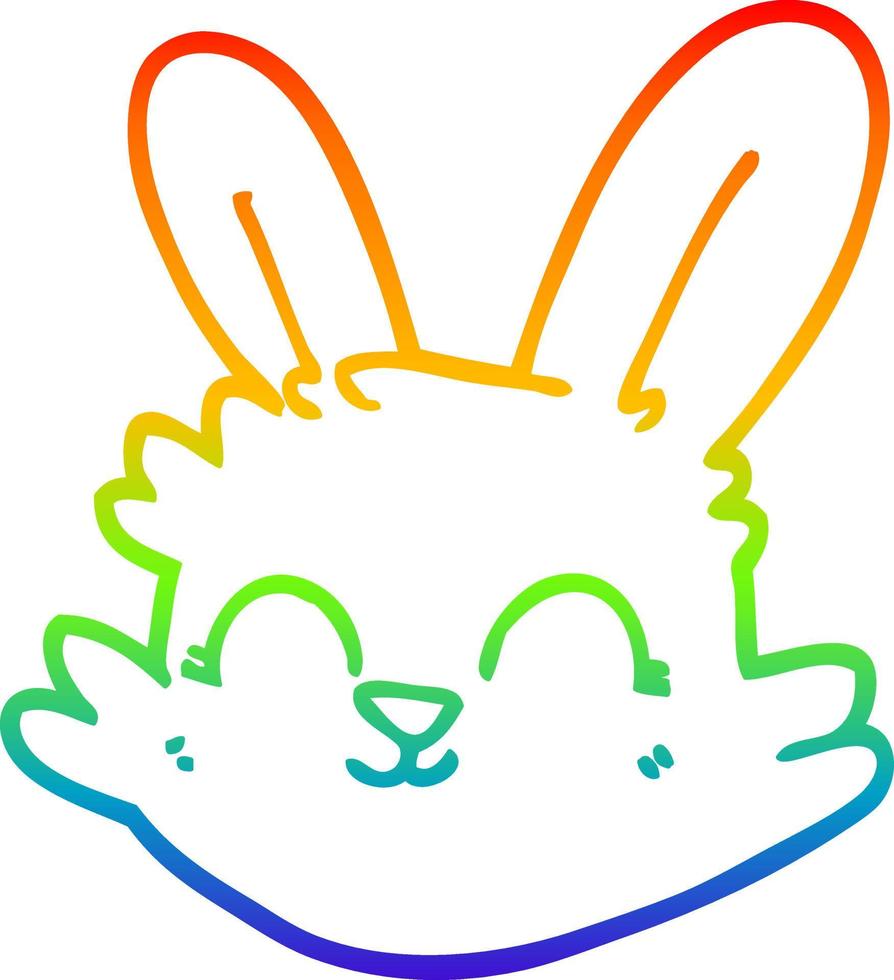 rainbow gradient line drawing cartoon happy rabbit vector