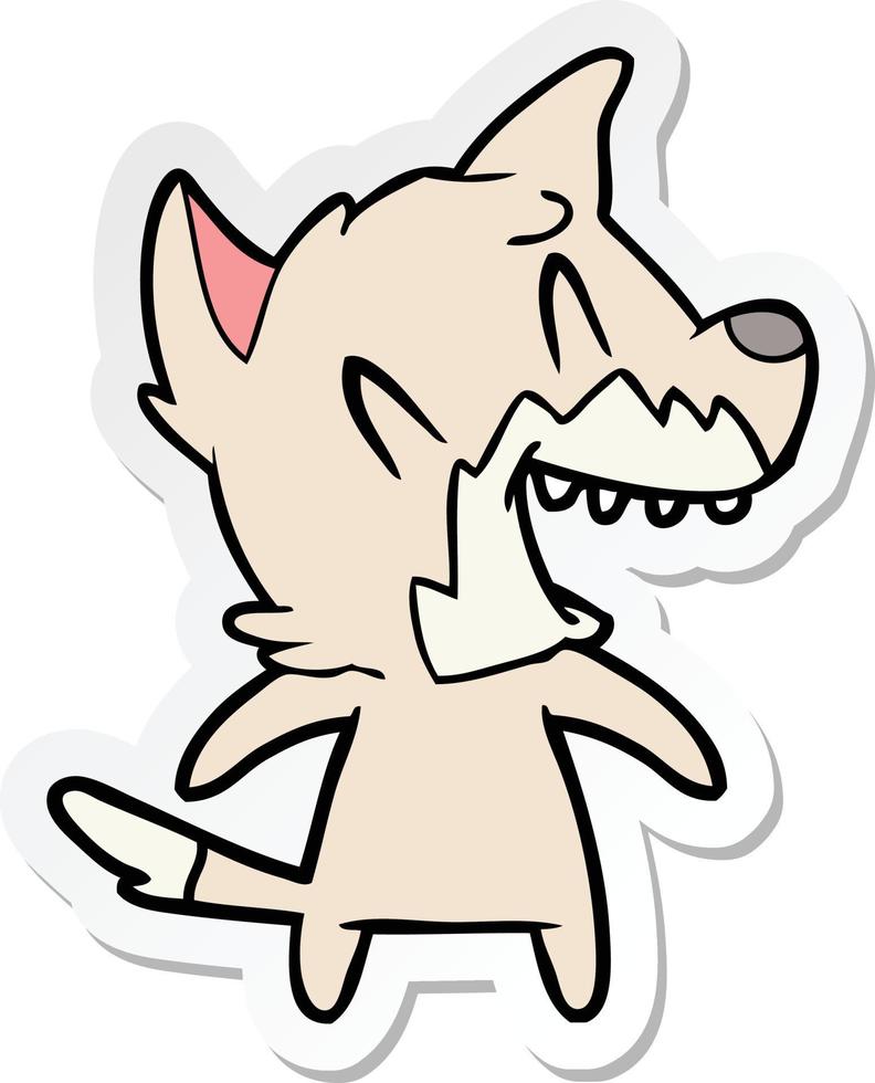 sticker of a laughing fox cartoon vector