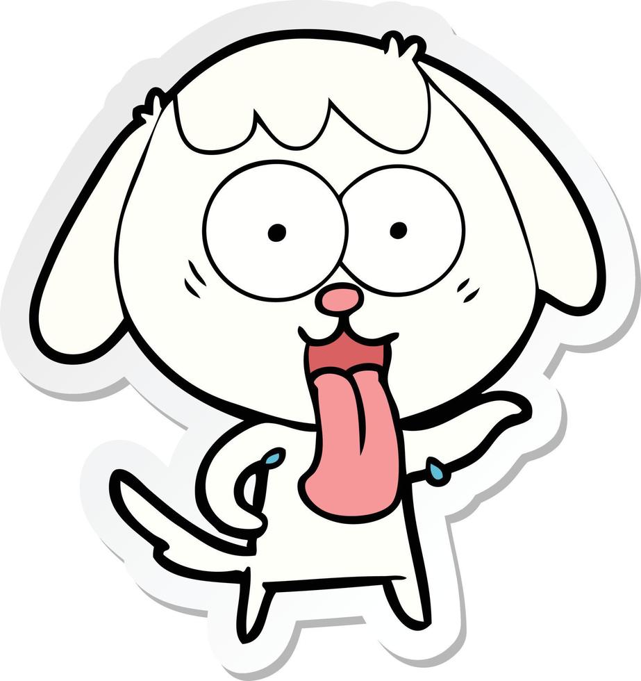 sticker of a cute cartoon dog vector