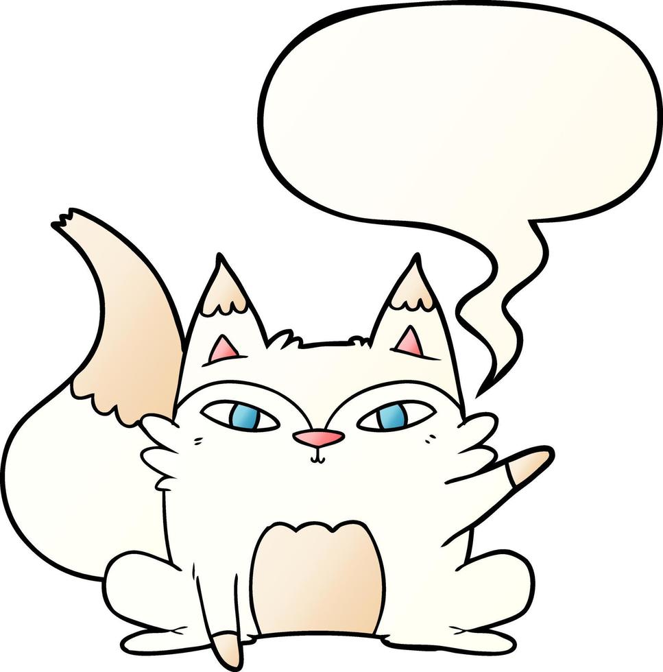 cartoon arctic fox and speech bubble in smooth gradient style vector