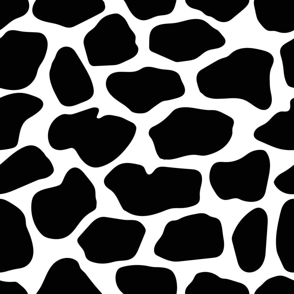 Vector black cow print pattern animal Seamless. Cow skin abstract for printing, cutting, and crafts Ideal for mugs, stickers, stencils, web, cover. wall stickers, home decorate and more.