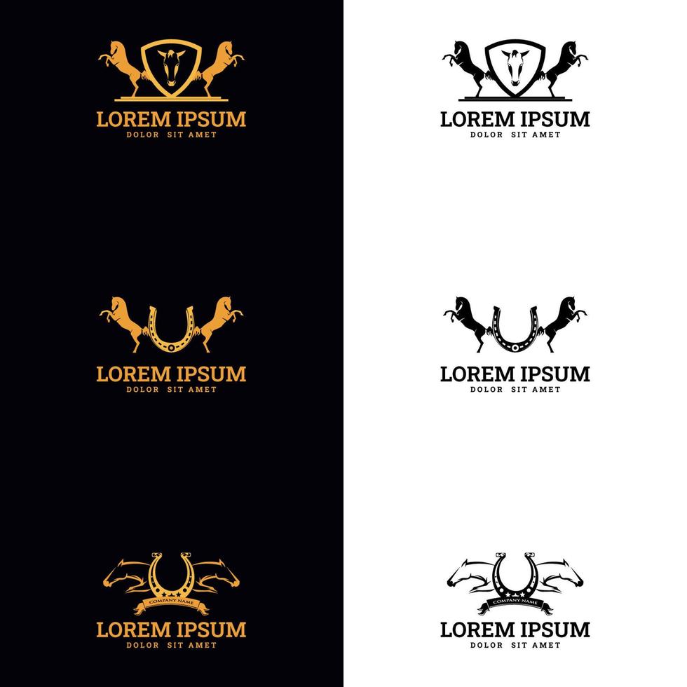 the horse and horseshoe logo. suitable for company logo, print, digital, icon, apps, and other marketing material purpose. horseshoe logo set. vector