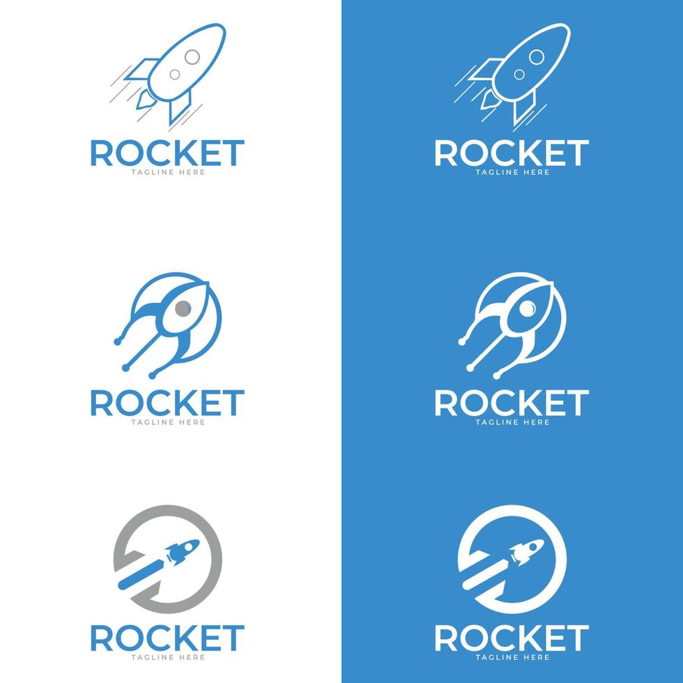 rocket logo design template. Rocket takes off from the surface of the moon or another planet. vector